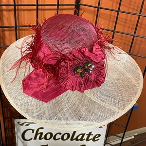 Elegant Red and Cream Women's Hat